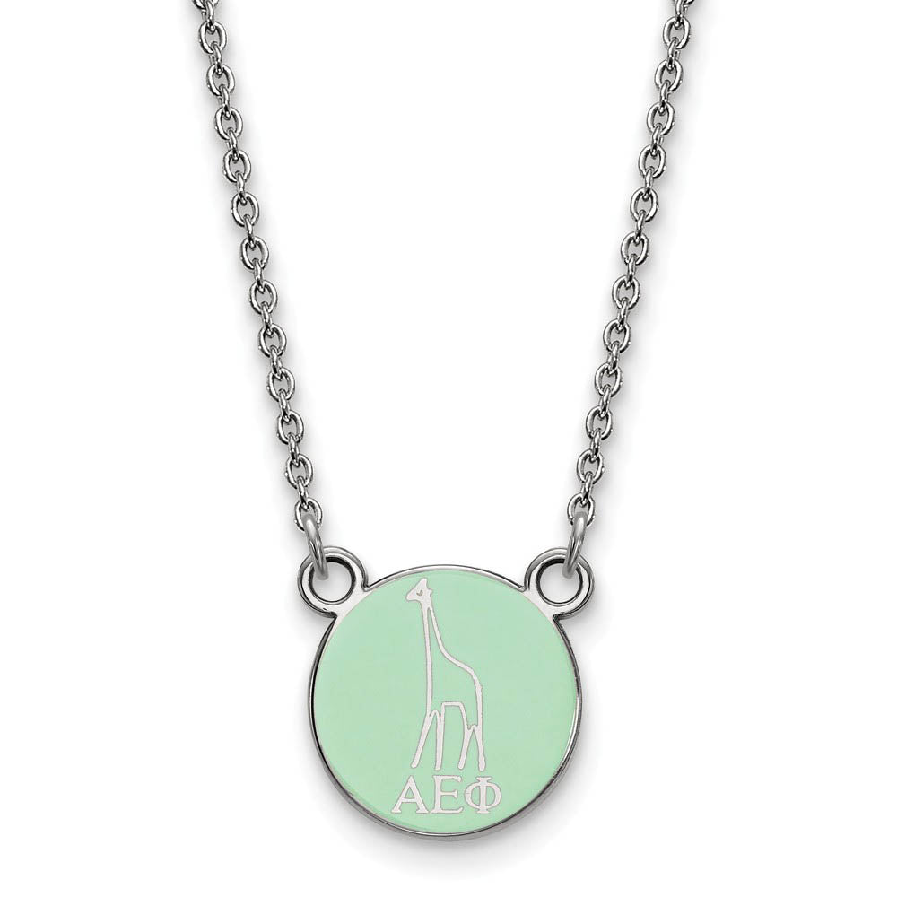 Sterling Silver Alpha Epsilon Phi XS (Tiny) Enamel Mascot Necklace, Item N14712 by The Black Bow Jewelry Co.