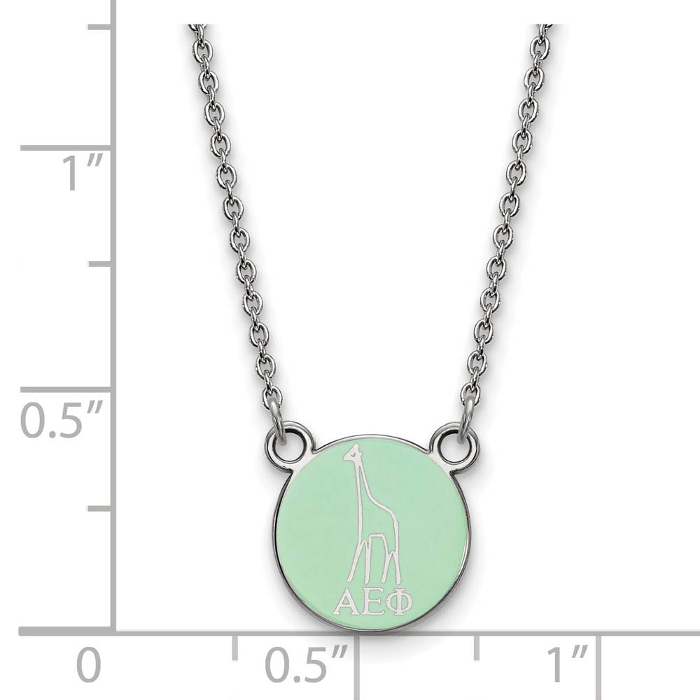 Alternate view of the Sterling Silver Alpha Epsilon Phi XS (Tiny) Enamel Mascot Necklace by The Black Bow Jewelry Co.