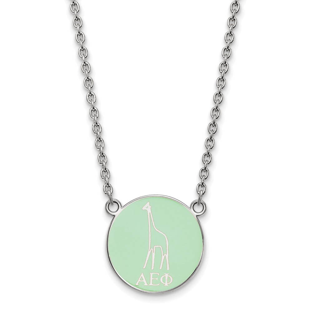 Sterling Silver Alpha Epsilon Phi Small Enamel Necklace, Item N14713 by The Black Bow Jewelry Co.