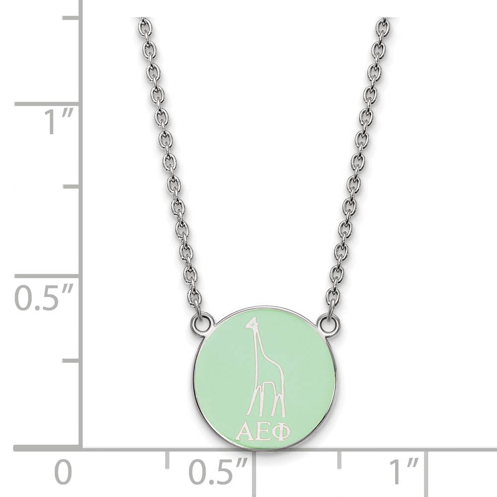Alternate view of the Sterling Silver Alpha Epsilon Phi Small Enamel Necklace by The Black Bow Jewelry Co.