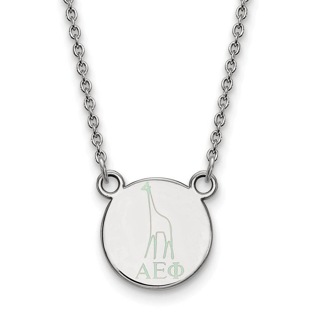 Sterling Silver Alpha Epsilon Phi XS (Tiny) Enamel Necklace, Item N14714 by The Black Bow Jewelry Co.