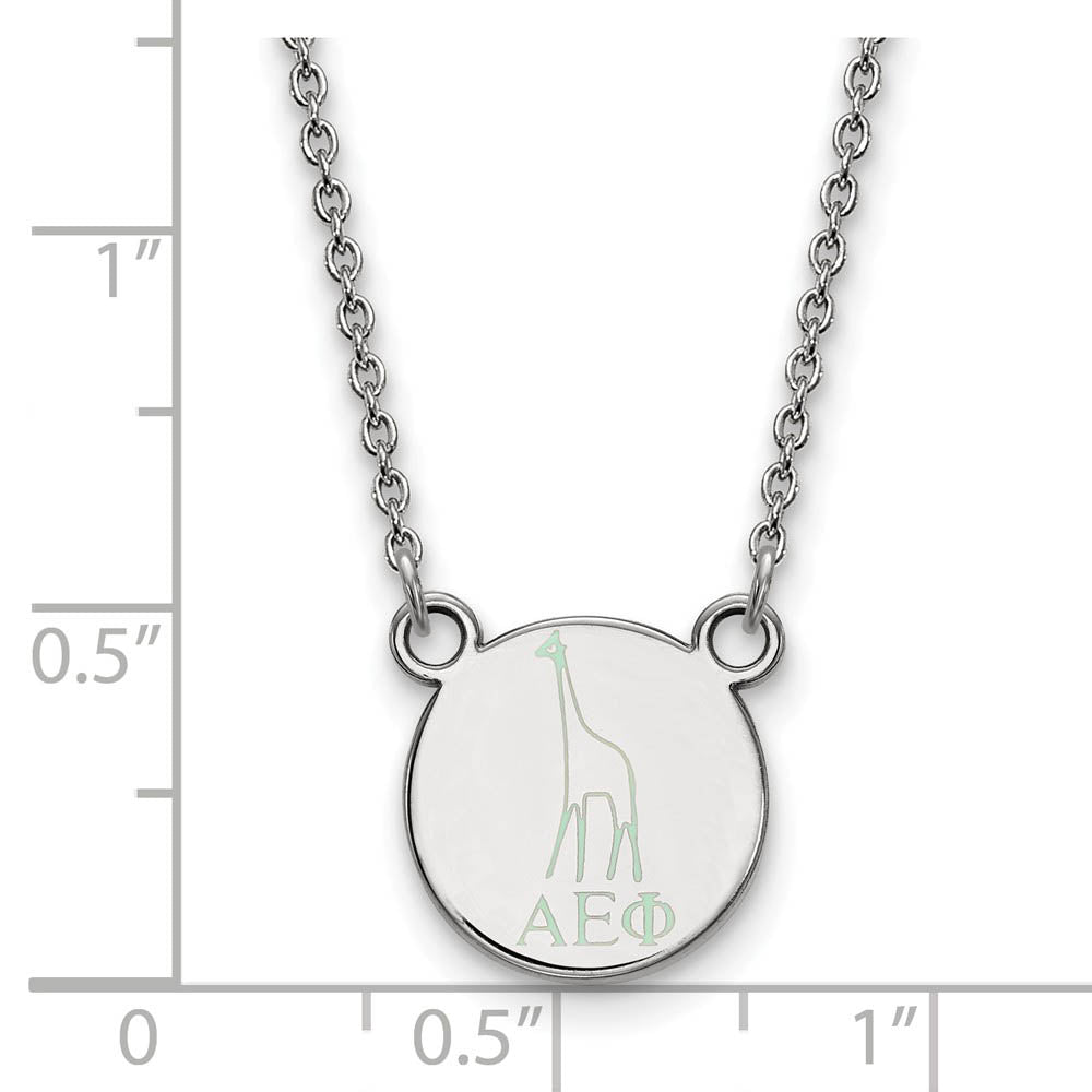 Alternate view of the Sterling Silver Alpha Epsilon Phi XS (Tiny) Enamel Necklace by The Black Bow Jewelry Co.