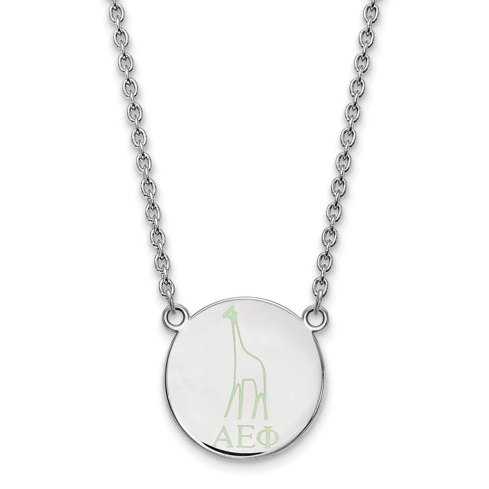 Sterling Silver Alpha Epsilon Phi Large Enamel Necklace, Item N14715 by The Black Bow Jewelry Co.