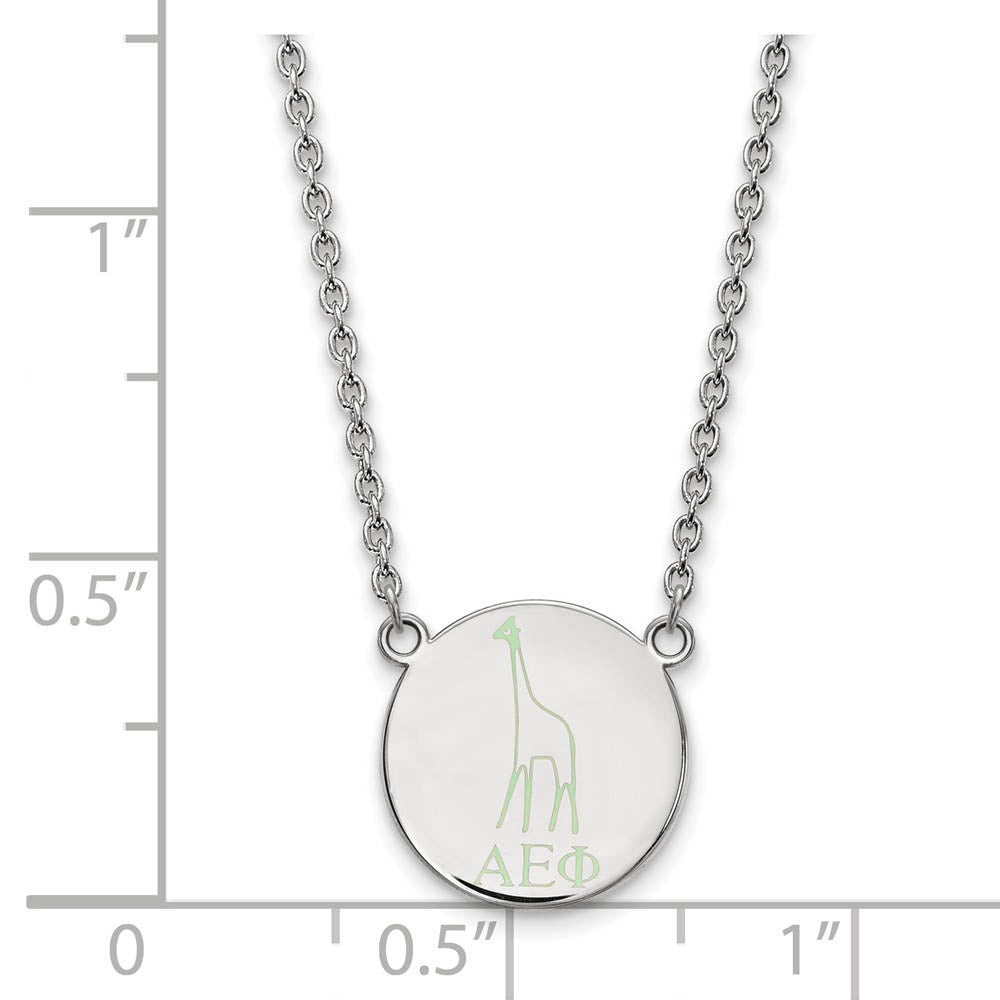 Alternate view of the Sterling Silver Alpha Epsilon Phi Large Enamel Necklace by The Black Bow Jewelry Co.