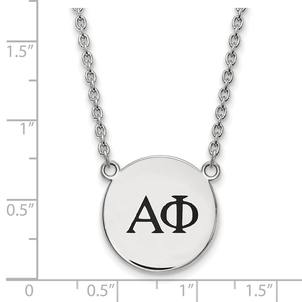 Alternate view of the Sterling Silver Alpha Phi Large Black Enamel Greek Letters Necklace by The Black Bow Jewelry Co.