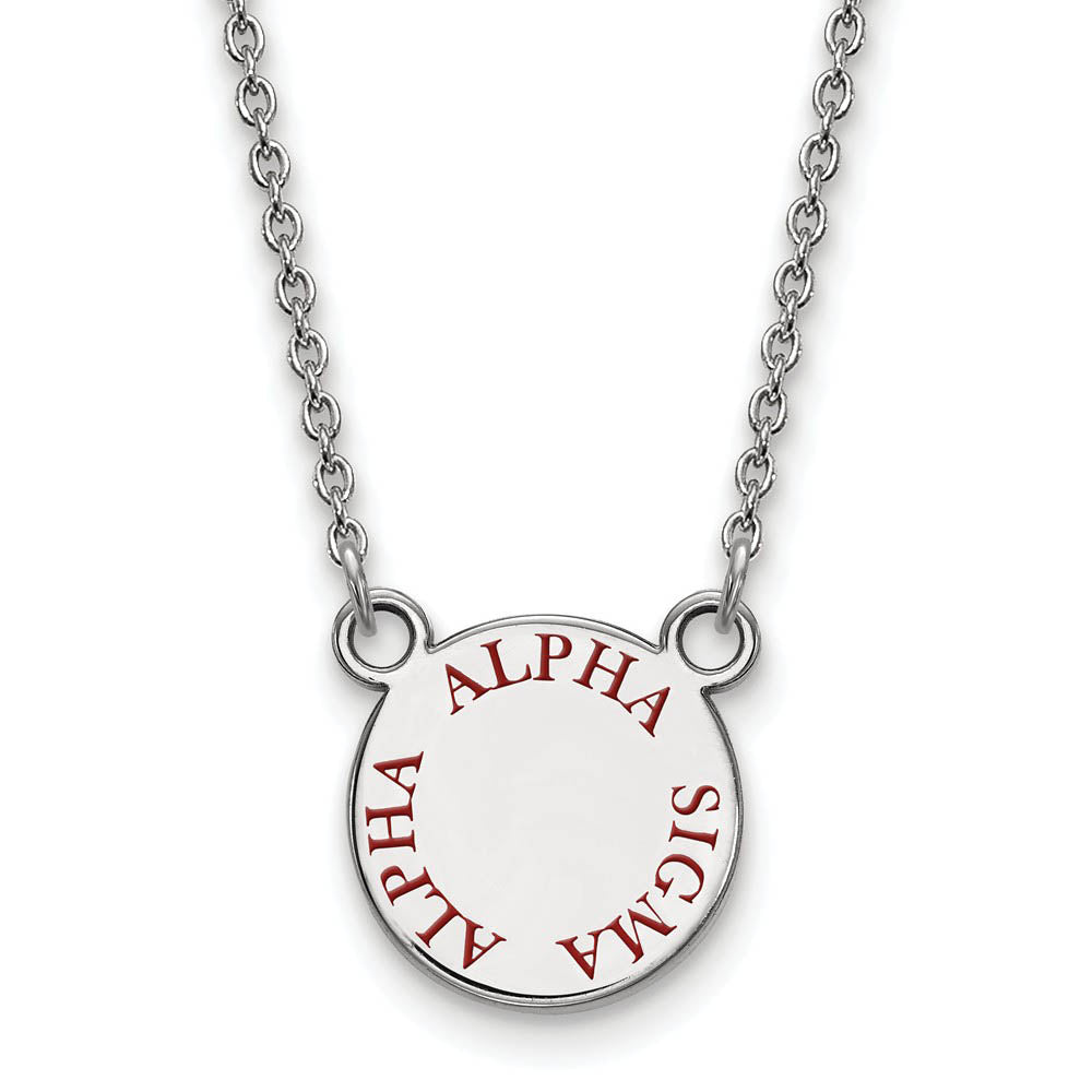 Sterling Silver Alpha Sigma Alpha Small Red Enamel Necklace, Item N14759 by The Black Bow Jewelry Co.