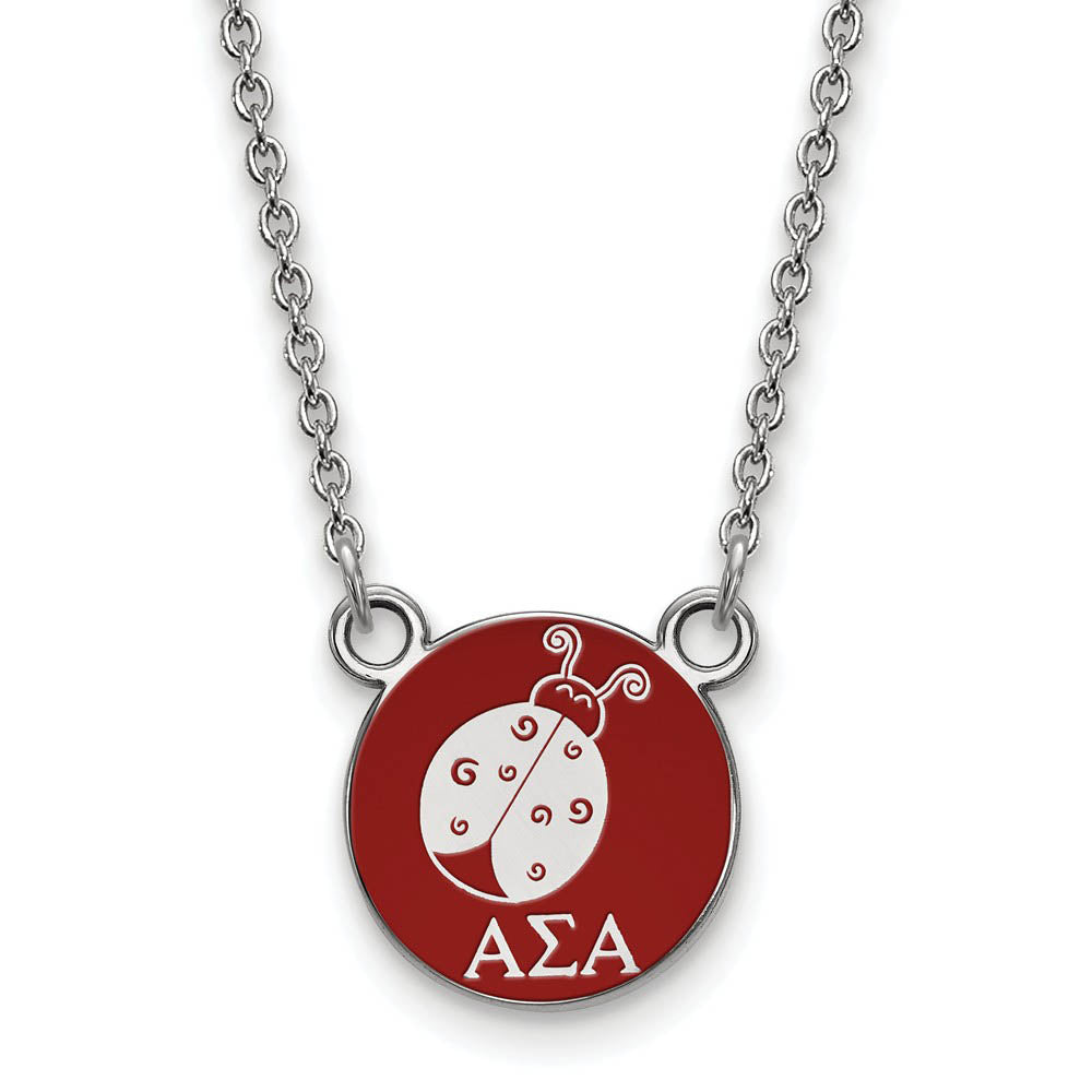 Sterling Silver Alpha Sigma Alpha Small Red Enamel Mascot Necklace, Item N14767 by The Black Bow Jewelry Co.