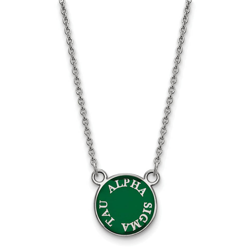 Sterling Silver Alpha Sigma Tau XS (Tiny) Enamel Necklace, Item N14771 by The Black Bow Jewelry Co.
