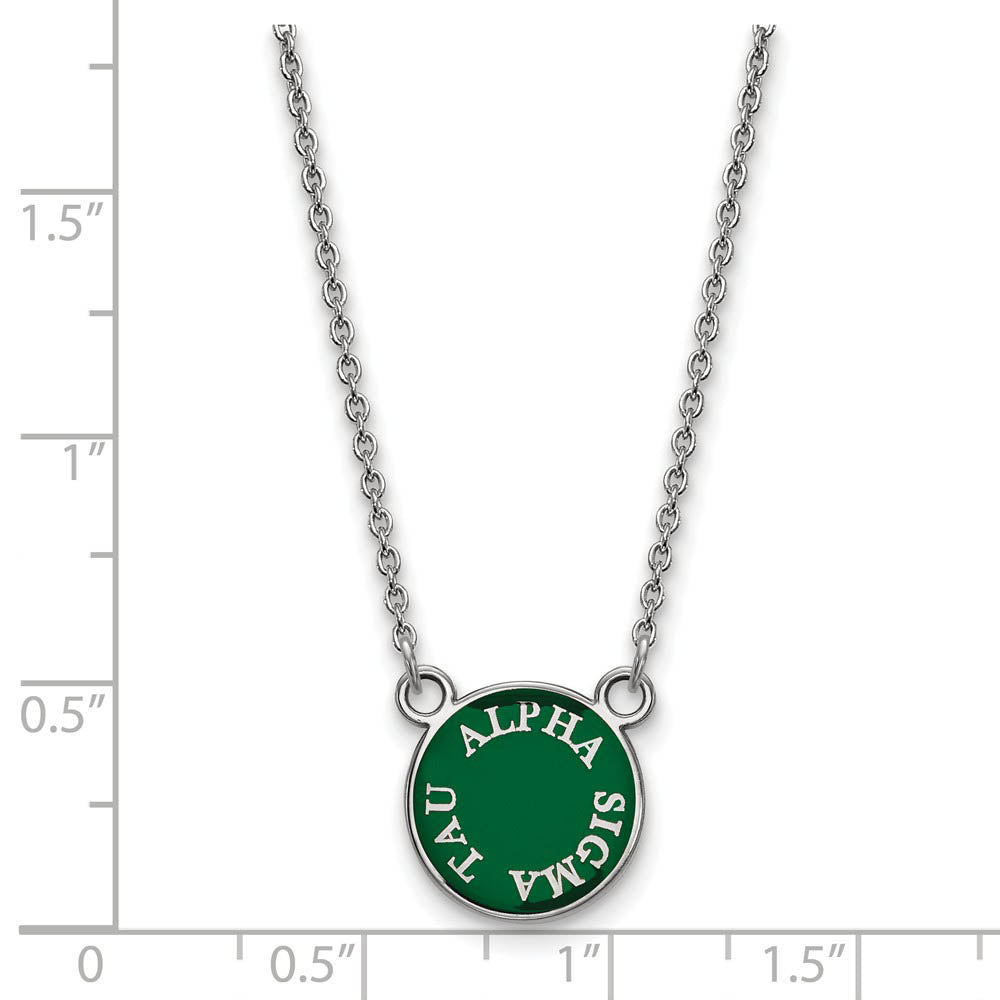 Alternate view of the Sterling Silver Alpha Sigma Tau XS (Tiny) Enamel Necklace by The Black Bow Jewelry Co.
