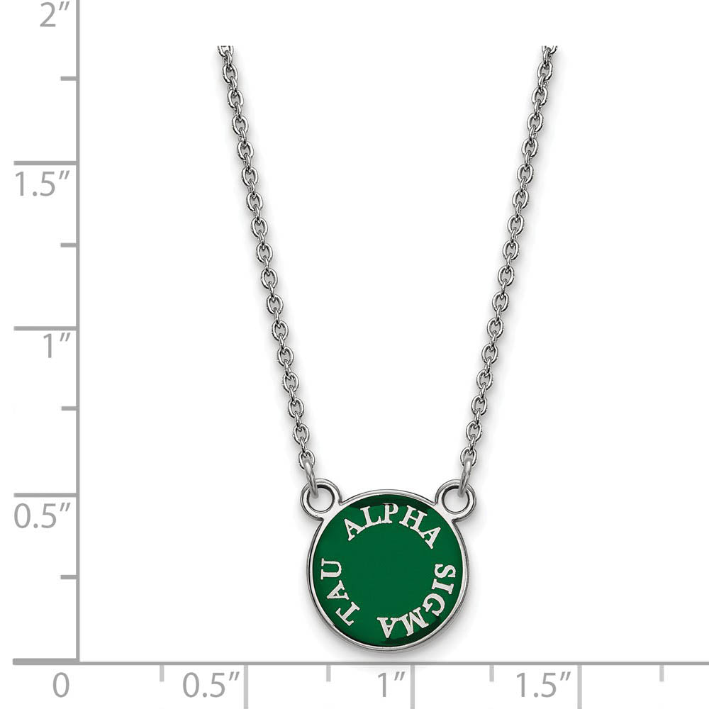 Alternate view of the Sterling Silver Alpha Sigma Tau XS (Tiny) Enamel Necklace by The Black Bow Jewelry Co.