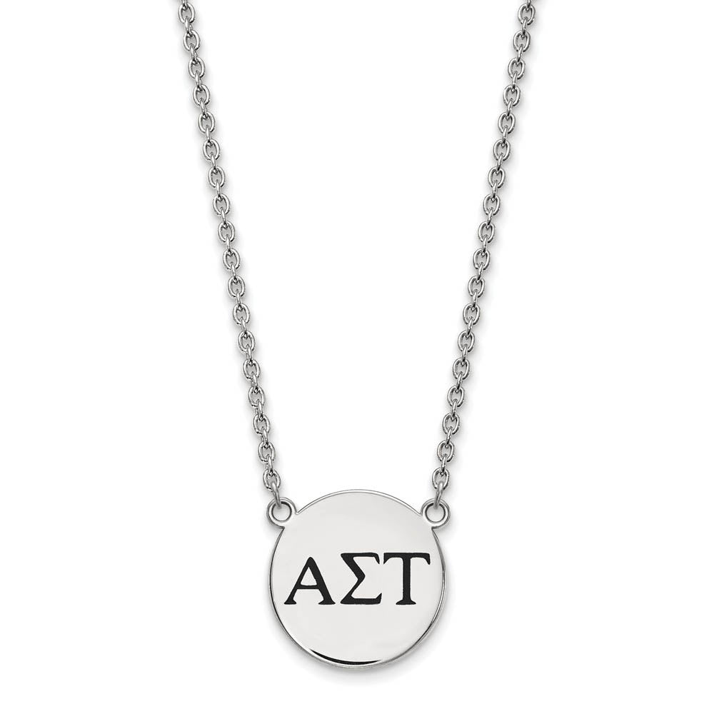 Sterling Silver Alpha Sigma Tau Large Enamel Greek Letters Necklace, Item N14776 by The Black Bow Jewelry Co.
