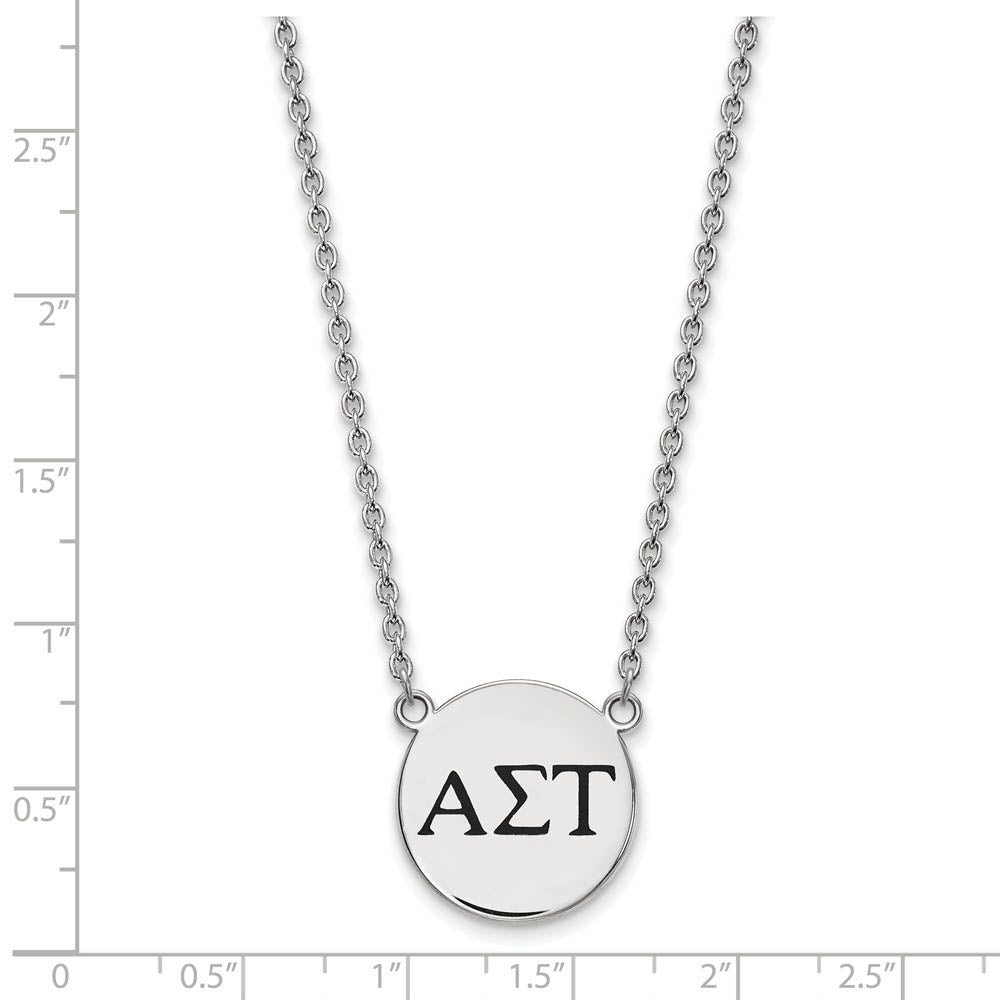 Alternate view of the Sterling Silver Alpha Sigma Tau Large Enamel Greek Letters Necklace by The Black Bow Jewelry Co.