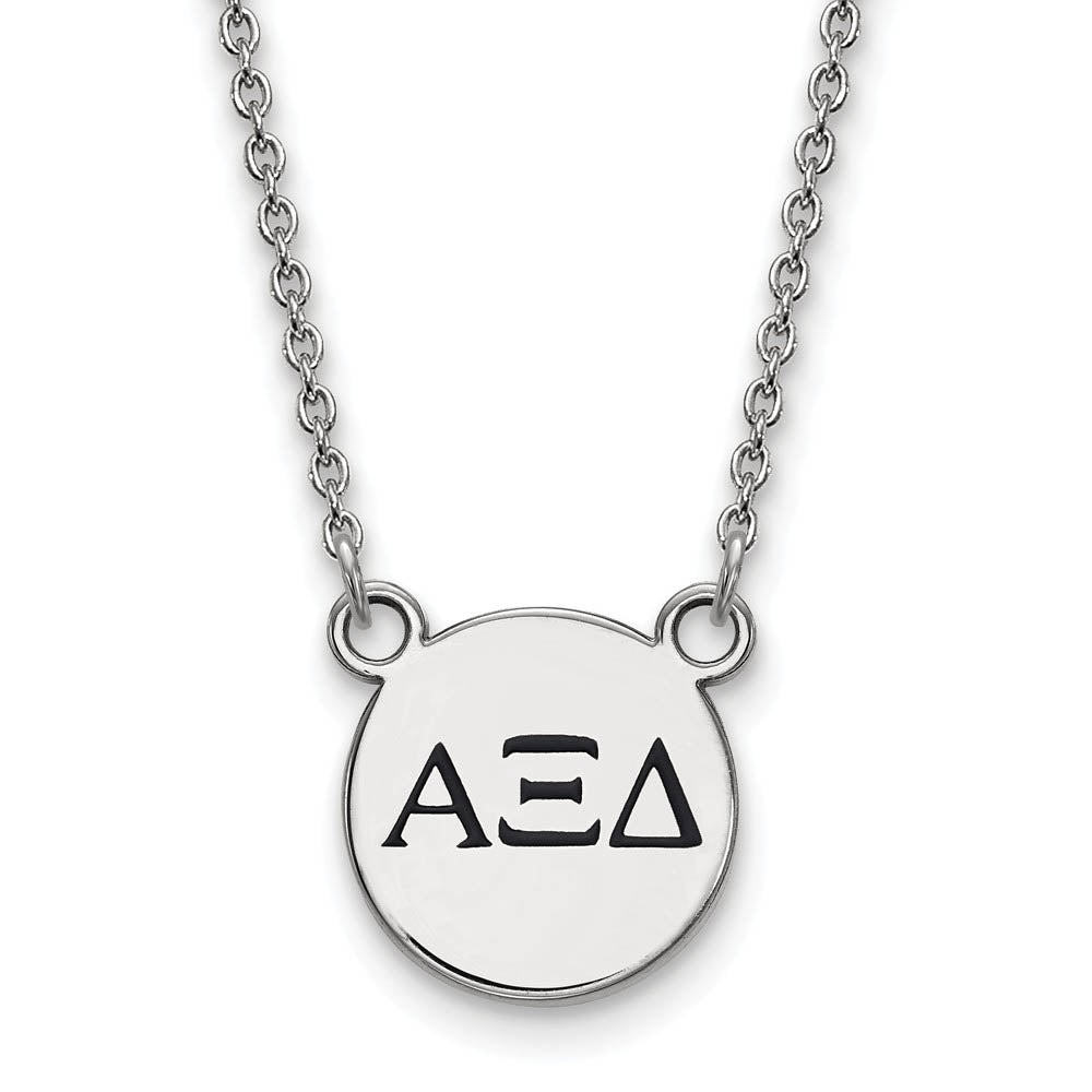 Sterling Silver Alpha Xi Delta Small Enamel Greek Letters Necklace, Item N14789 by The Black Bow Jewelry Co.