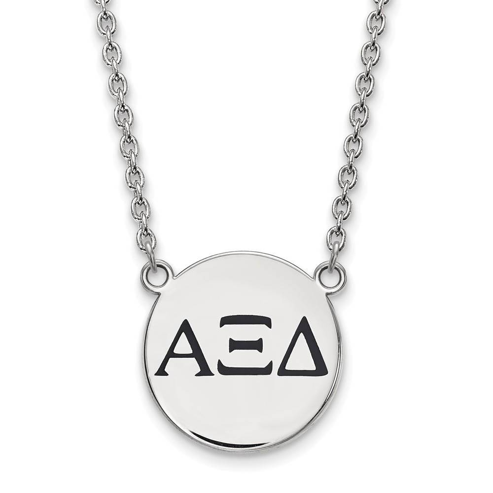 Sterling Silver Alpha Xi Delta Large Enamel Greek Letters Necklace, Item N14790 by The Black Bow Jewelry Co.