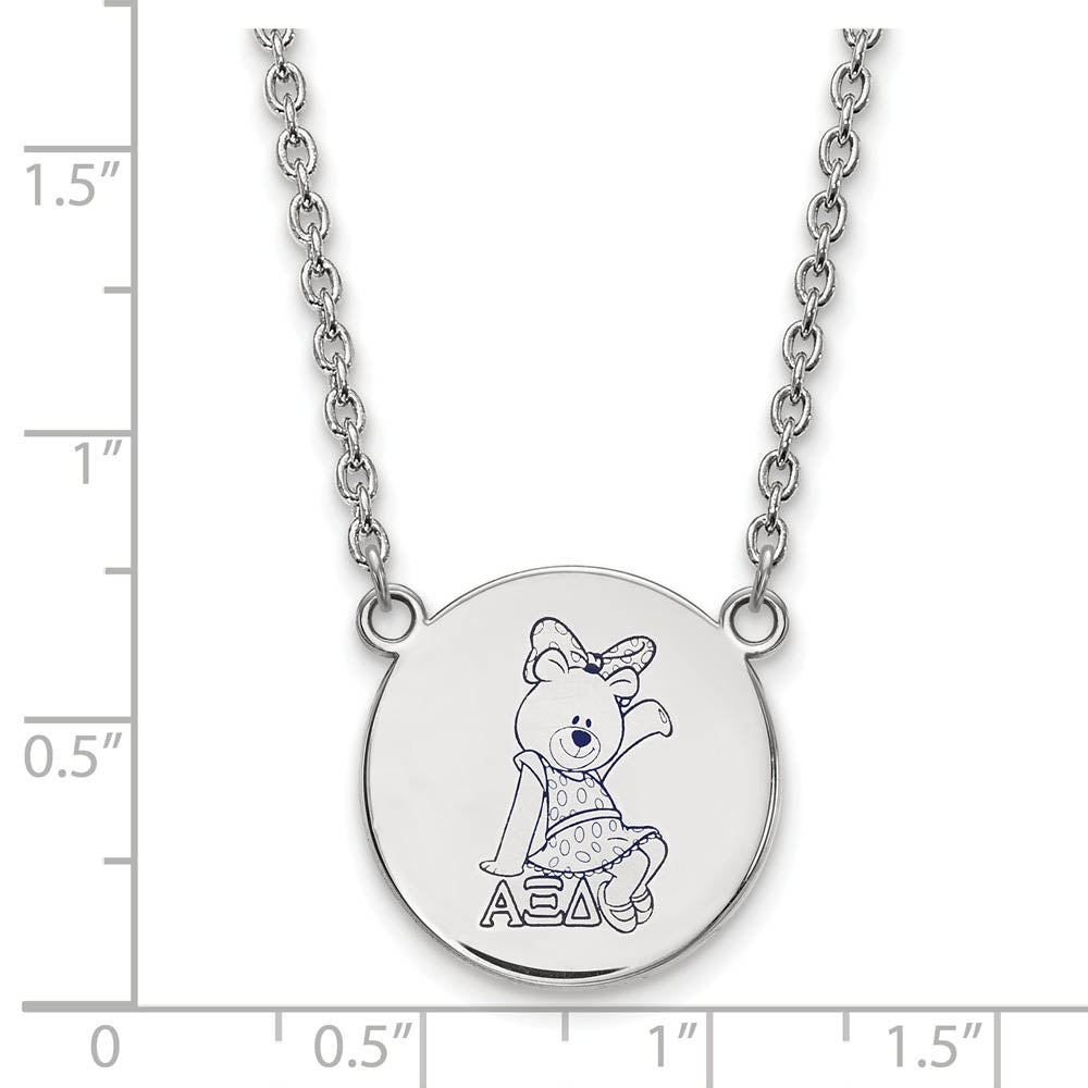 Alternate view of the Sterling Silver Alpha Xi Delta Large Enamel Necklace by The Black Bow Jewelry Co.