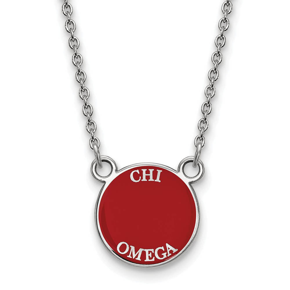 Sterling Silver Chi Omega XS (Tiny) Enamel Necklace, Item N14799 by The Black Bow Jewelry Co.