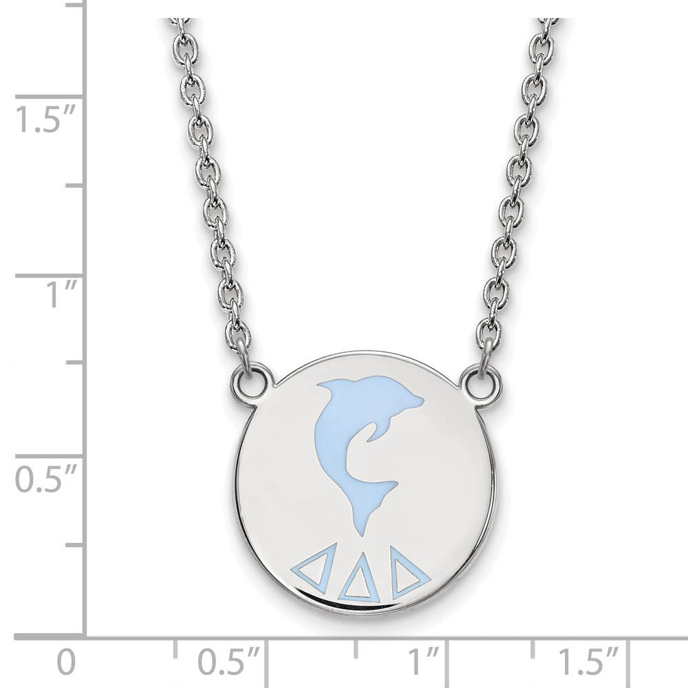 Alternate view of the Sterling Silver Delta Delta Delta Large Enamel Necklace by The Black Bow Jewelry Co.