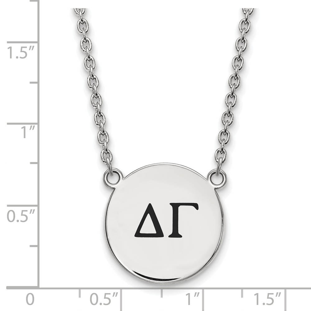 Alternate view of the Sterling Silver Delta Gamma Large Enamel Greek Letters Necklace by The Black Bow Jewelry Co.