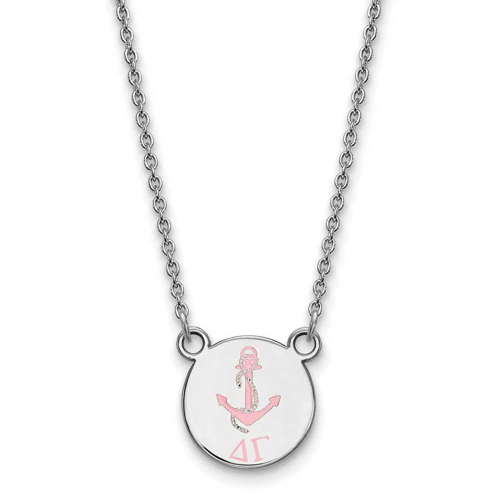 Sterling Silver Delta Gamma Small Enamel Necklace, Item N14839 by The Black Bow Jewelry Co.