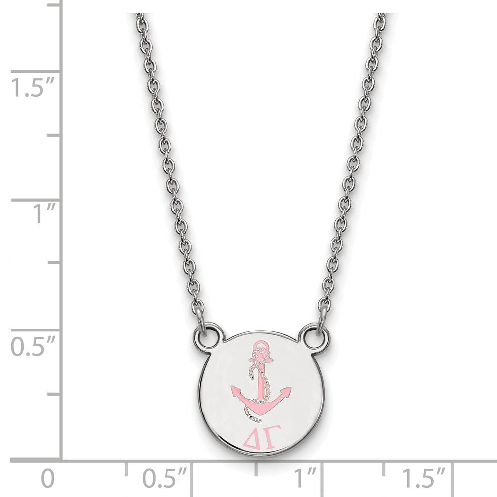 Alternate view of the Sterling Silver Delta Gamma Small Enamel Necklace by The Black Bow Jewelry Co.