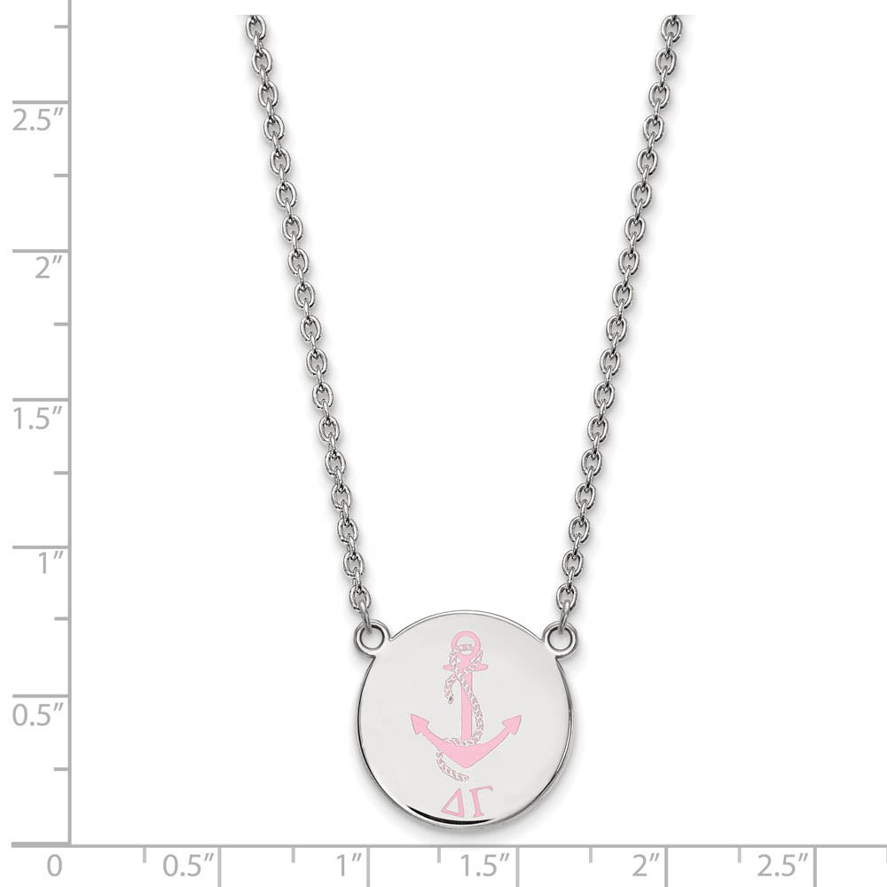 Alternate view of the Sterling Silver Delta Gamma Large Enamel Necklace by The Black Bow Jewelry Co.