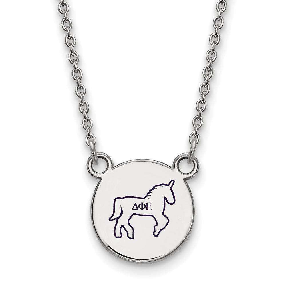 Sterling Silver Delta Phi Epsilon Small Enamel Necklace, Item N14853 by The Black Bow Jewelry Co.