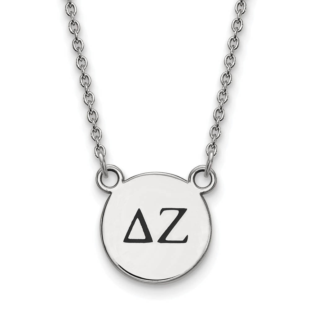 Sterling Silver Delta Zeta Small Enamel Greek Letters Necklace, Item N14859 by The Black Bow Jewelry Co.
