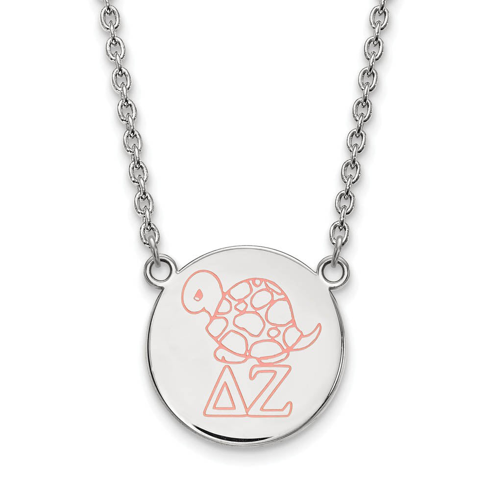 Sterling Silver Delta Zeta Large Enamel Necklace, Item N14868 by The Black Bow Jewelry Co.