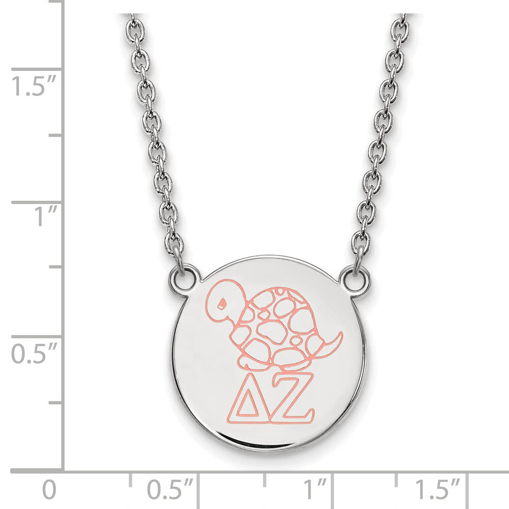 Alternate view of the Sterling Silver Delta Zeta Large Enamel Necklace by The Black Bow Jewelry Co.