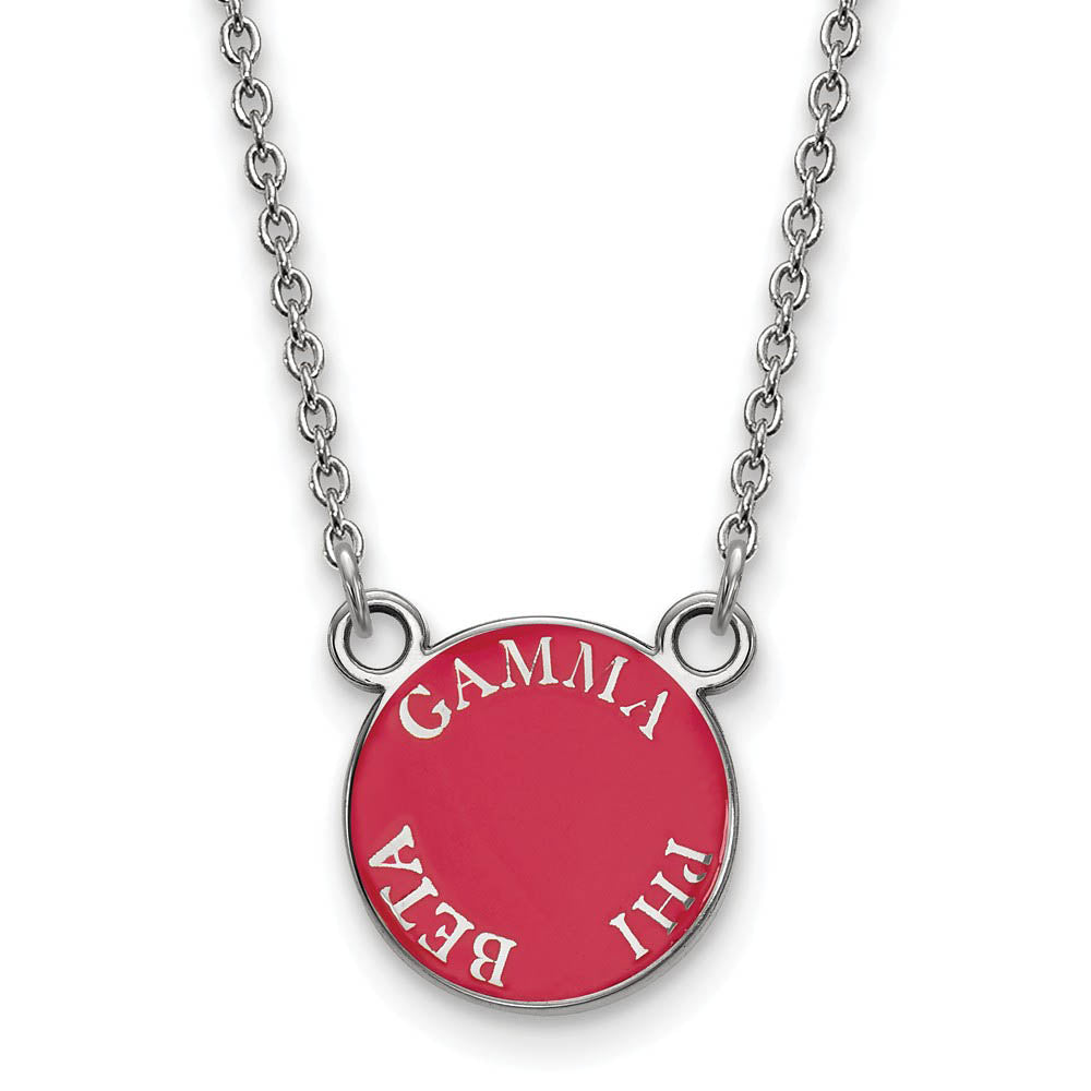 Sterling Silver Gamma Phi Beta Small Enamel Disc Necklace, Item N14869 by The Black Bow Jewelry Co.