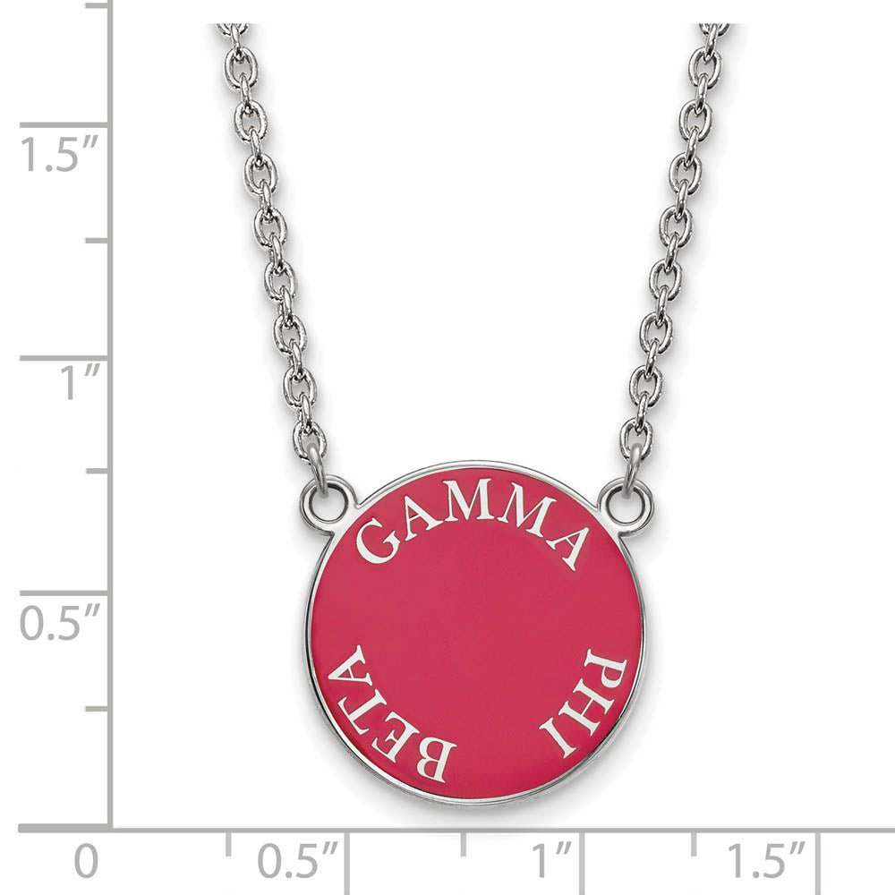 Alternate view of the Sterling Silver Gamma Phi Beta Large Enamel Disc Necklace by The Black Bow Jewelry Co.