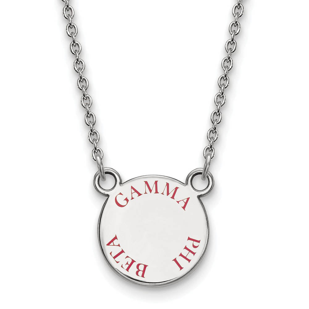 Sterling Silver Gamma Phi Beta Small Red Enamel Necklace, Item N14871 by The Black Bow Jewelry Co.