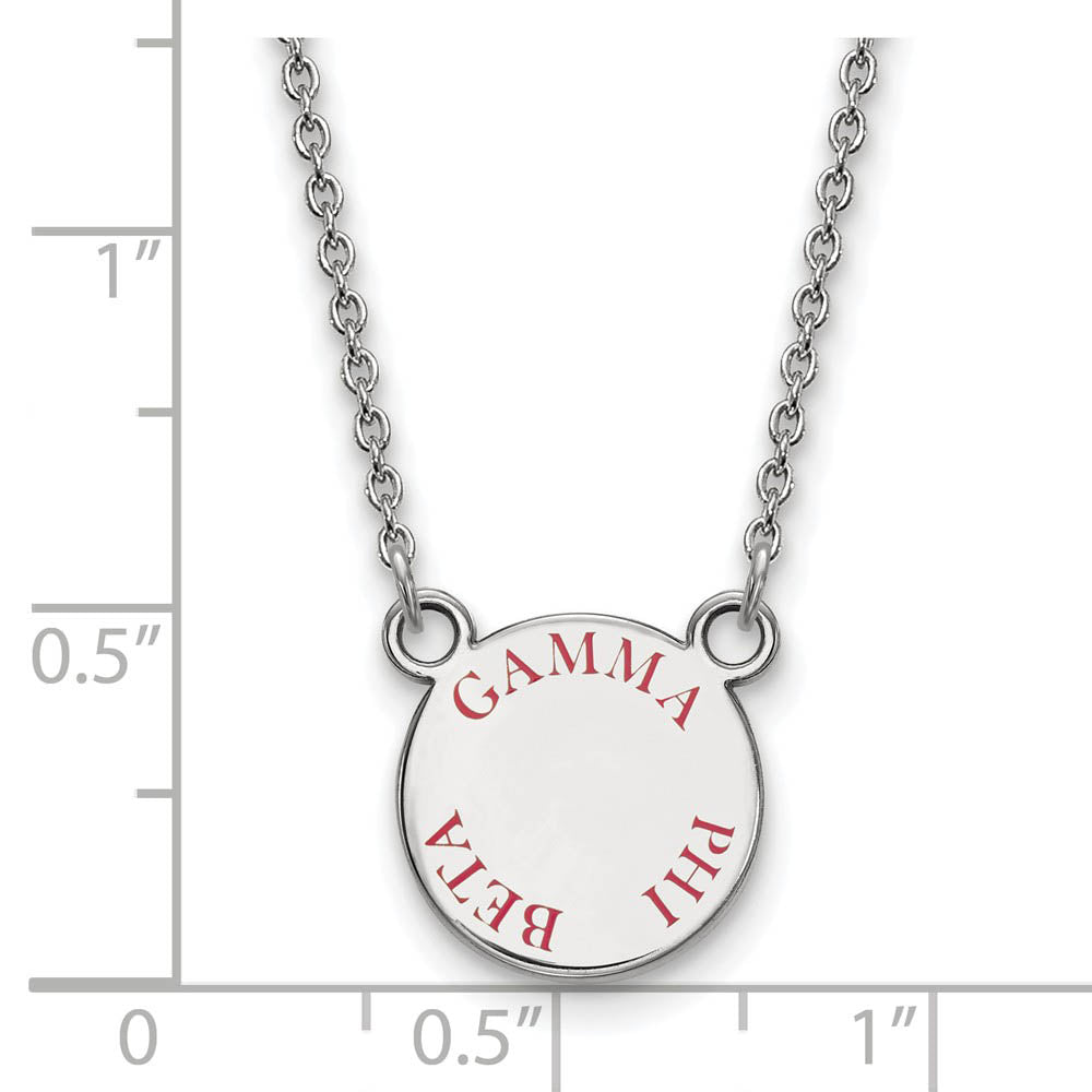 Alternate view of the Sterling Silver Gamma Phi Beta Small Red Enamel Necklace by The Black Bow Jewelry Co.