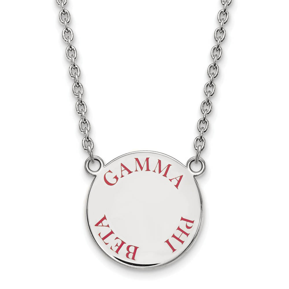 Sterling Silver Gamma Phi Beta Large Red Enamel Necklace, Item N14872 by The Black Bow Jewelry Co.