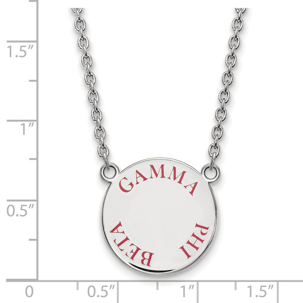 Alternate view of the Sterling Silver Gamma Phi Beta Large Red Enamel Necklace by The Black Bow Jewelry Co.