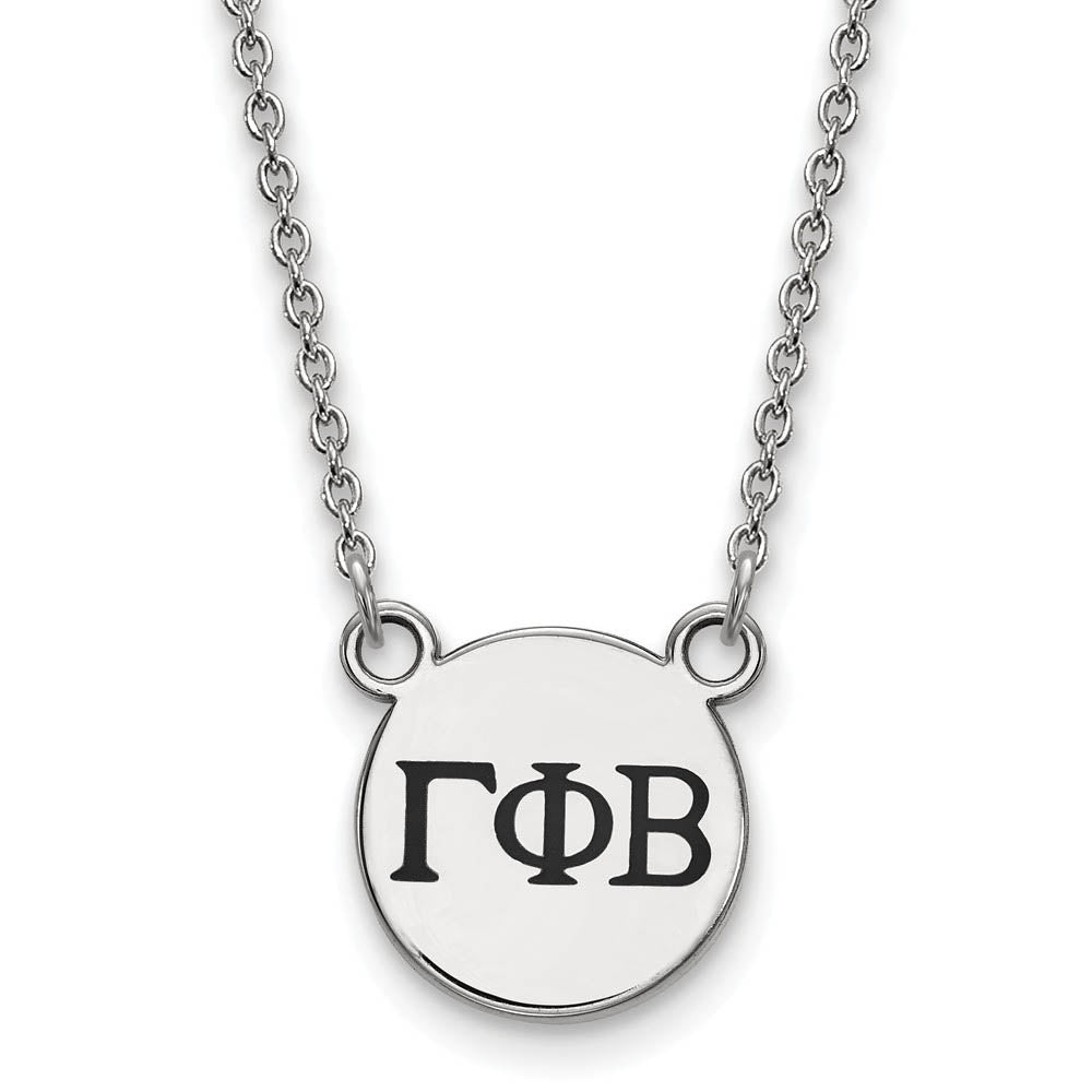 Sterling Silver Gamma Phi Beta Small Enamel Greek Letters Necklace, Item N14873 by The Black Bow Jewelry Co.