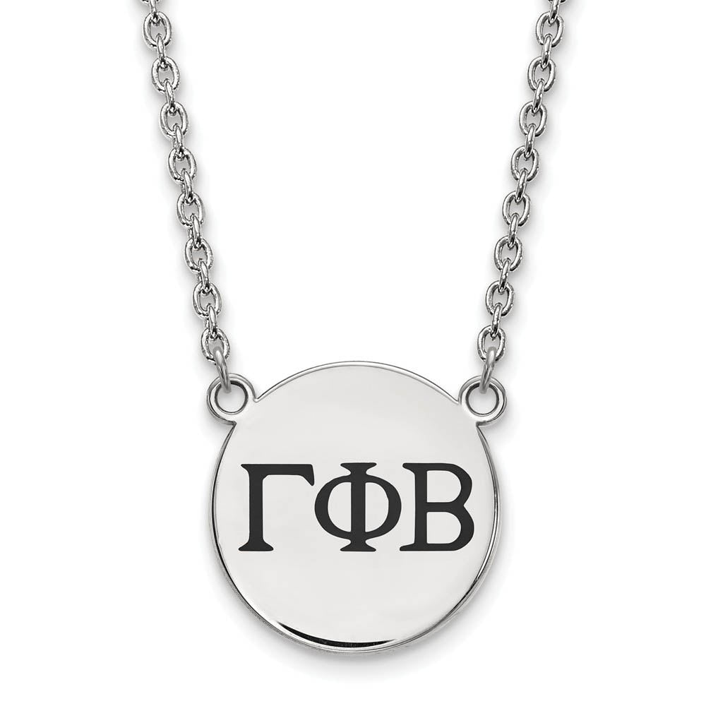 Sterling Silver Gamma Phi Beta Large Enamel Greek Letters Necklace, Item N14874 by The Black Bow Jewelry Co.