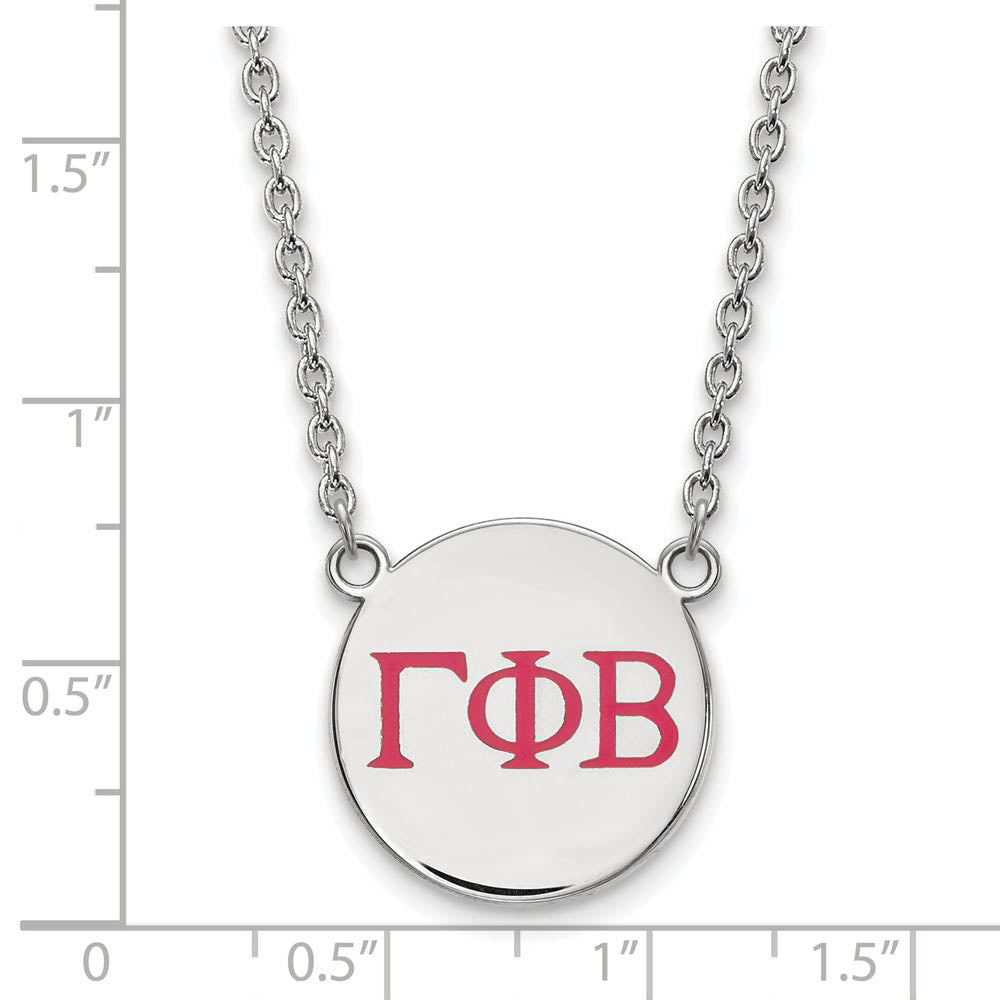 Alternate view of the Sterling Silver Gamma Phi Beta Large Red Enamel Greek Letters Necklace by The Black Bow Jewelry Co.