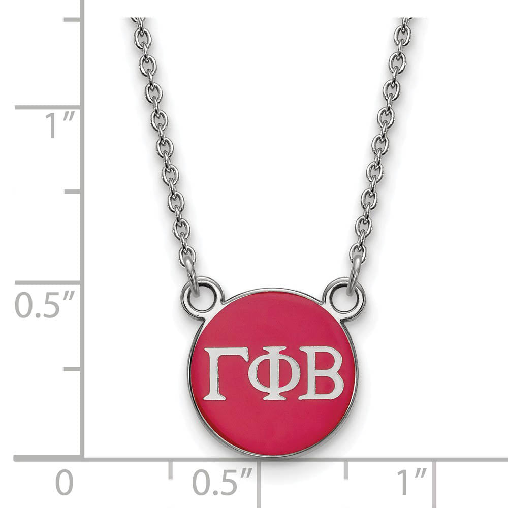 Alternate view of the Sterling Silver Gamma Phi Beta Small Red Enamel Disc Necklace by The Black Bow Jewelry Co.