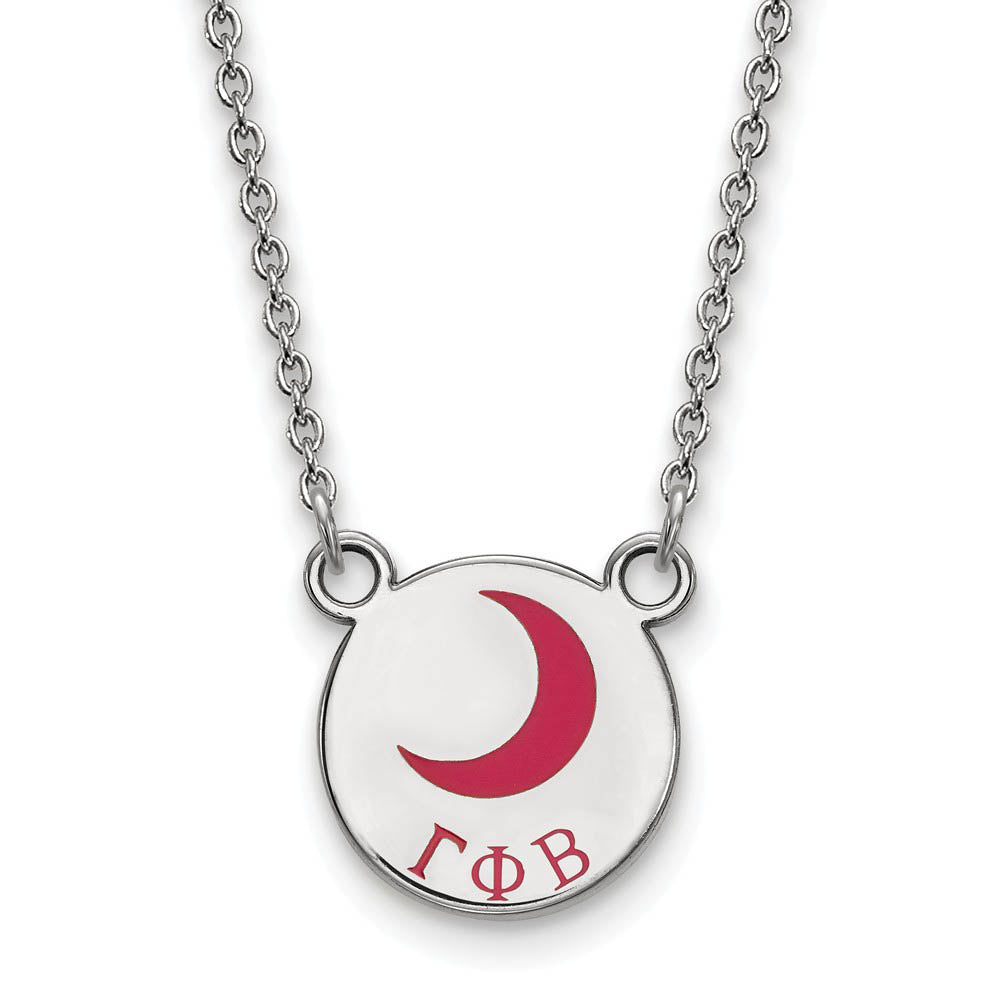 Sterling Silver Gamma Phi Beta Small Enamel Necklace, Item N14881 by The Black Bow Jewelry Co.