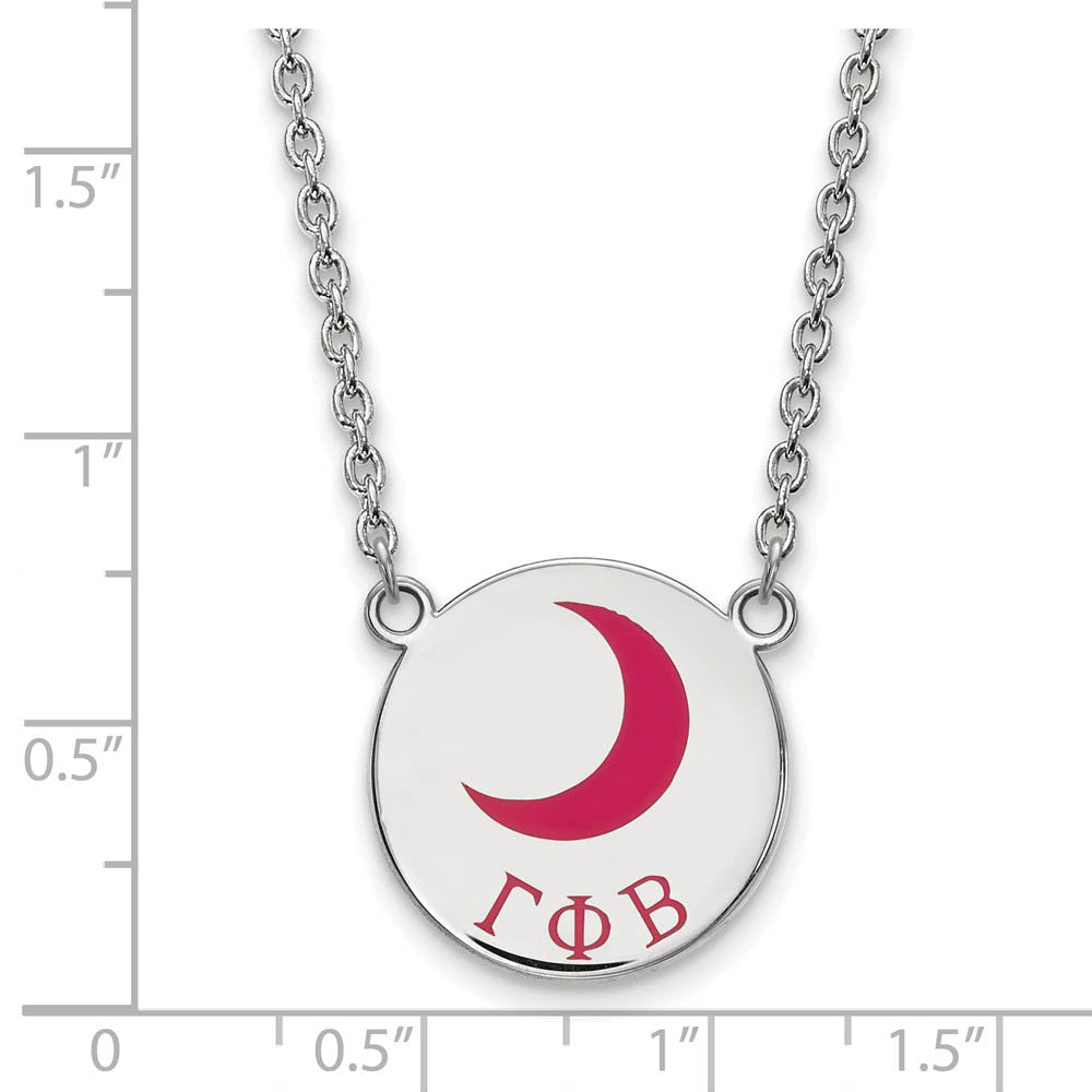 Alternate view of the Sterling Silver Gamma Phi Beta Large Enamel Necklace by The Black Bow Jewelry Co.