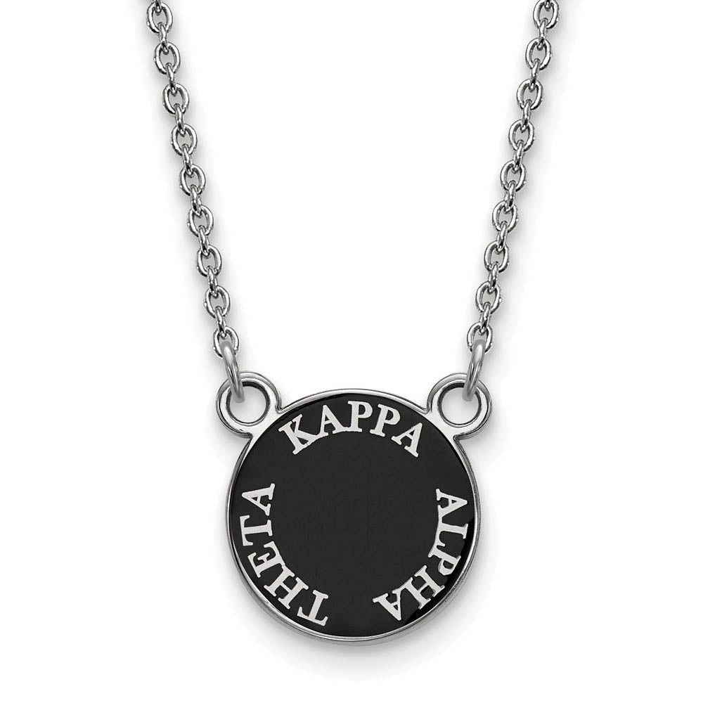 Sterling Silver Kappa Alpha Theta Small Enamel Disc Necklace, Item N14883 by The Black Bow Jewelry Co.