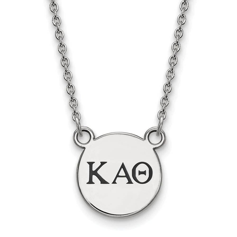 Sterling Silver Kappa Alpha Theta Small Enamel Greek Letters Necklace, Item N14887 by The Black Bow Jewelry Co.