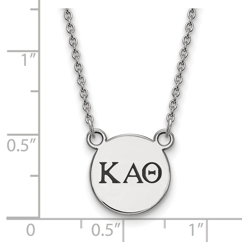 Alternate view of the Sterling Silver Kappa Alpha Theta Small Enamel Greek Letters Necklace by The Black Bow Jewelry Co.