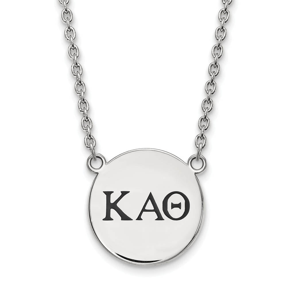 Sterling Silver Kappa Alpha Theta Large Enamel Greek Letters Necklace, Item N14888 by The Black Bow Jewelry Co.