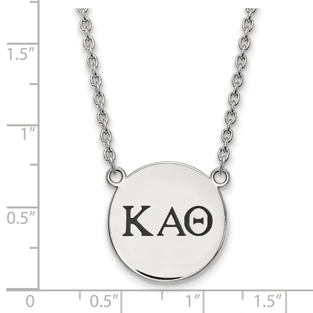 Alternate view of the Sterling Silver Kappa Alpha Theta Large Enamel Greek Letters Necklace by The Black Bow Jewelry Co.