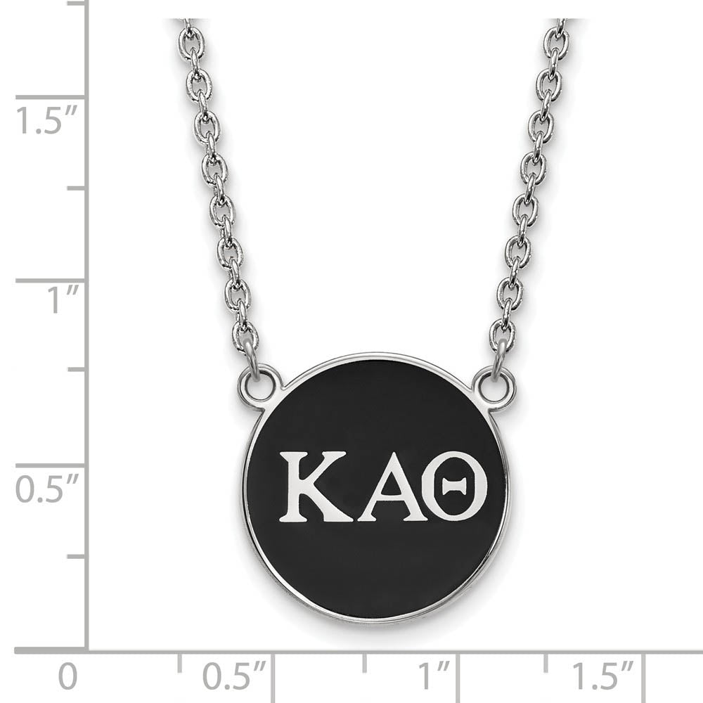 Alternate view of the Sterling Silver Kappa Alpha Theta Large Black Enamel Greek Necklace by The Black Bow Jewelry Co.