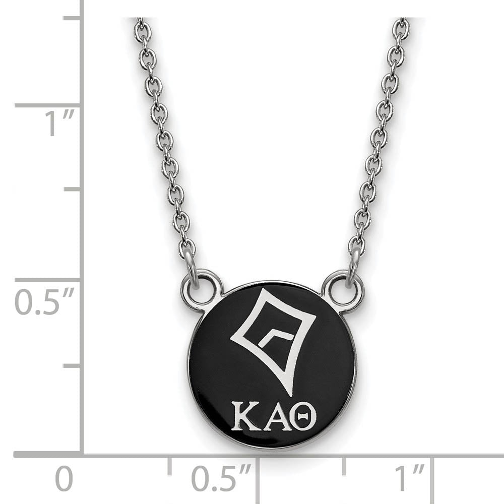 Alternate view of the Sterling Silver Kappa Alpha Theta Sm Black Enamel Kite Disc Necklace by The Black Bow Jewelry Co.