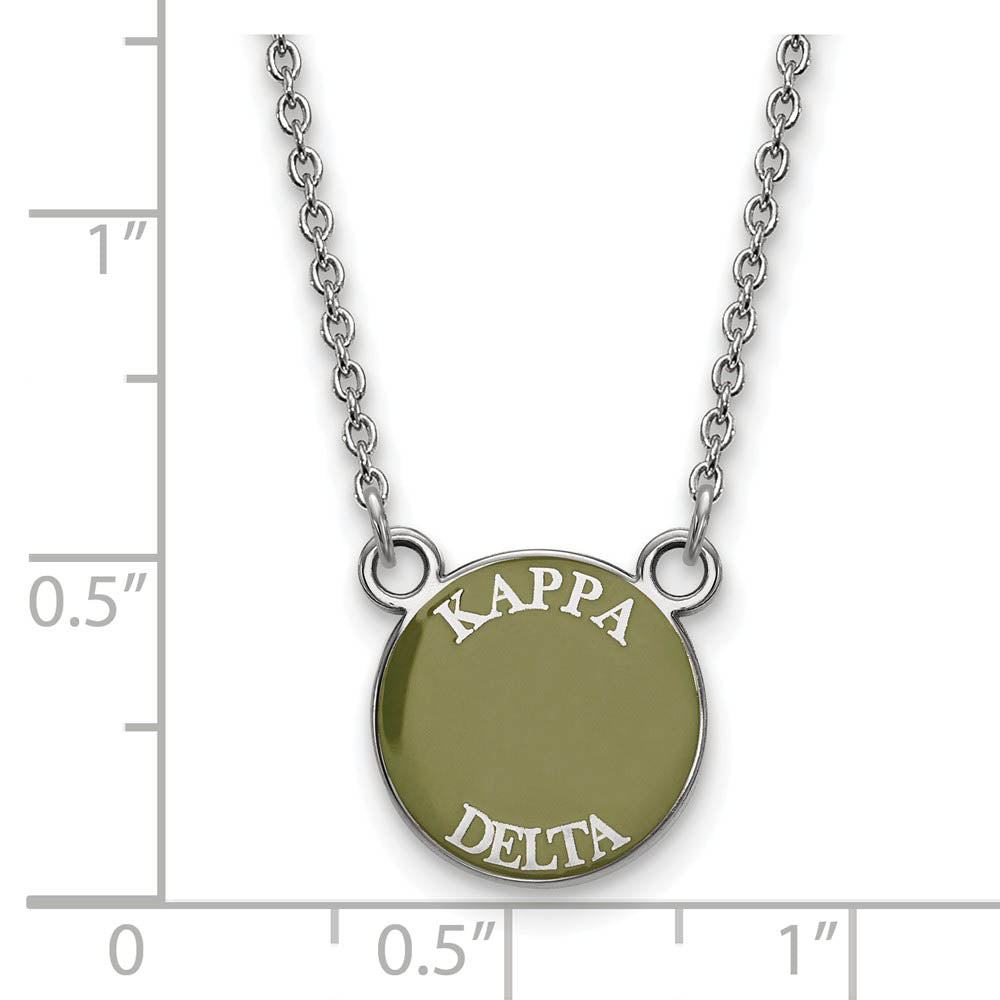 Alternate view of the Sterling Silver Kappa Delta Small Enamel Disc Necklace by The Black Bow Jewelry Co.