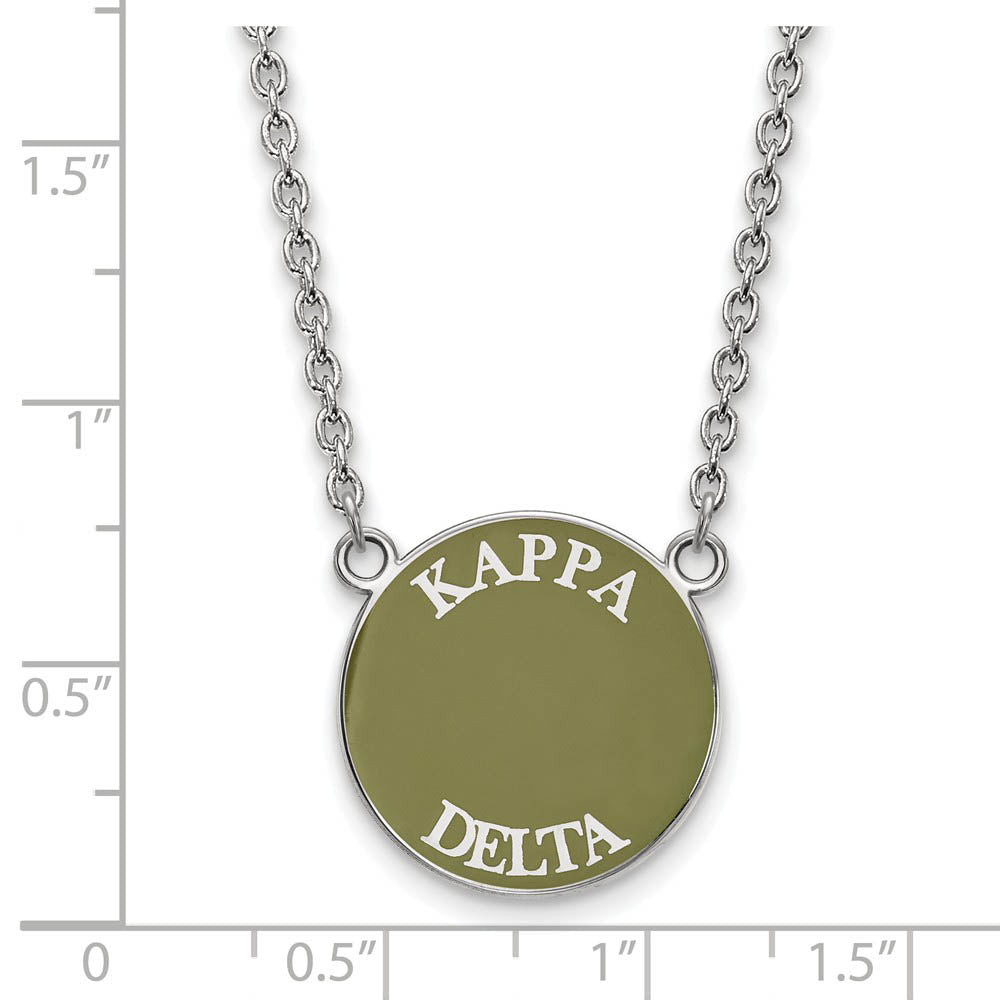 Alternate view of the Sterling Silver Kappa Delta Large Enamel Disc Necklace by The Black Bow Jewelry Co.
